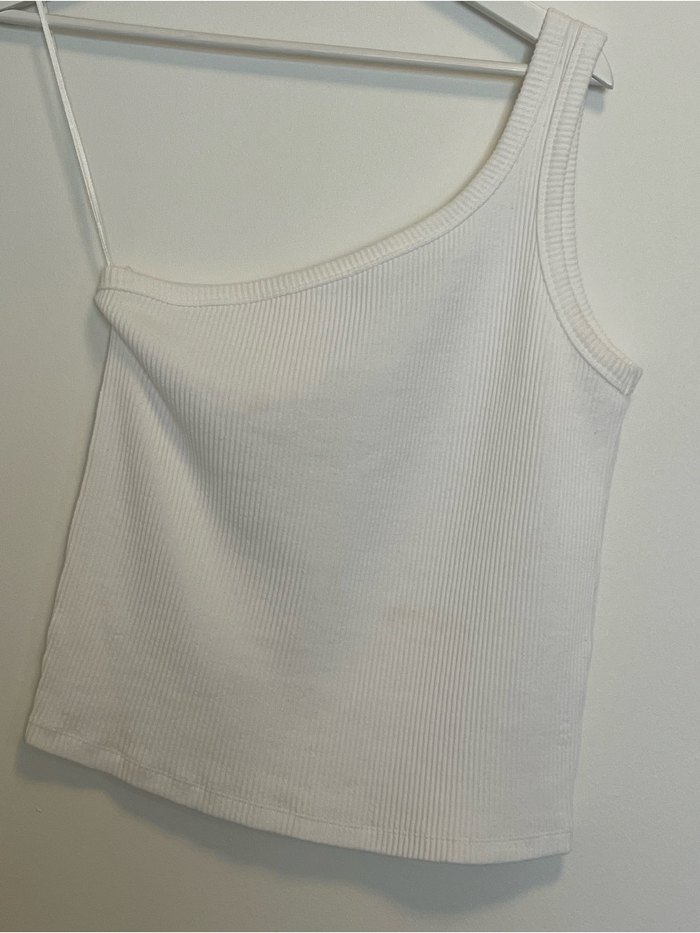 French Connection Cream One-Shoulder Ribbed Tank - Picture 2 of 9